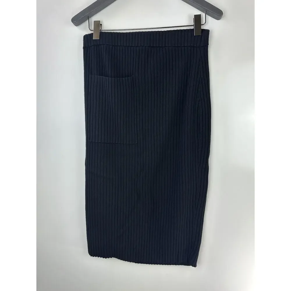 Universal Standard Ribbed Knit Patch Pocket Pencil Skirt Black M Plus Size 18 20 - Picture 10 of 11